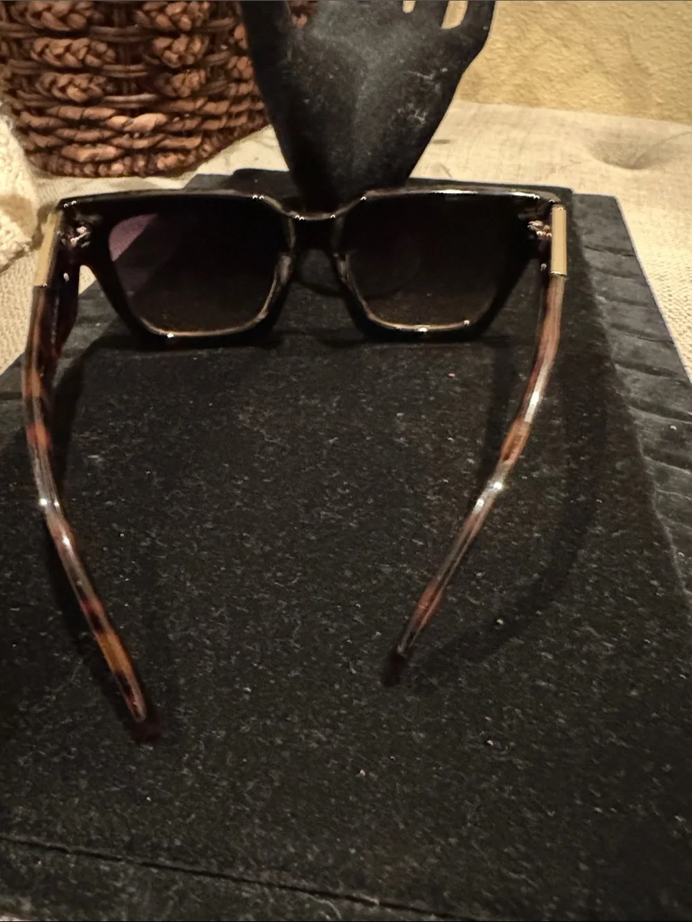 Prada Black Frame and Tortoise Arms Women's Sunglasses